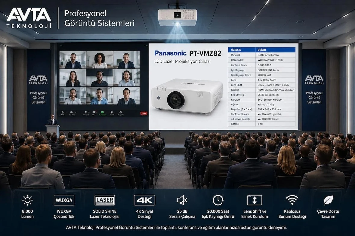 Panasonic PT-VMZ82 8000 ANSI lümen 1920×1200 Çöz 5 Milyon Projeksiyon