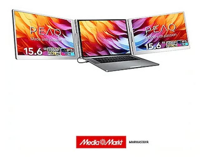 PEAQ PMO P150-FDB 15.6” Full HD 60 Hz IPS Çift Ekranlı Taşınabilir Monitör
