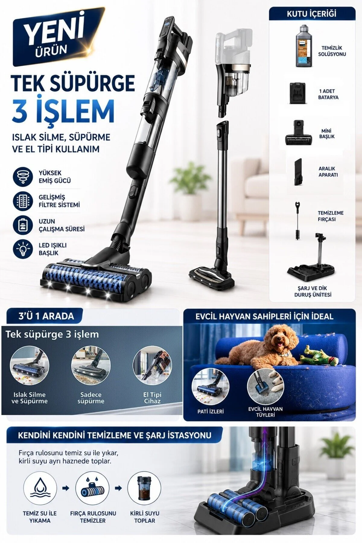 Philips Aqua Trio Yeni 3’ü 1 Arada (Islak