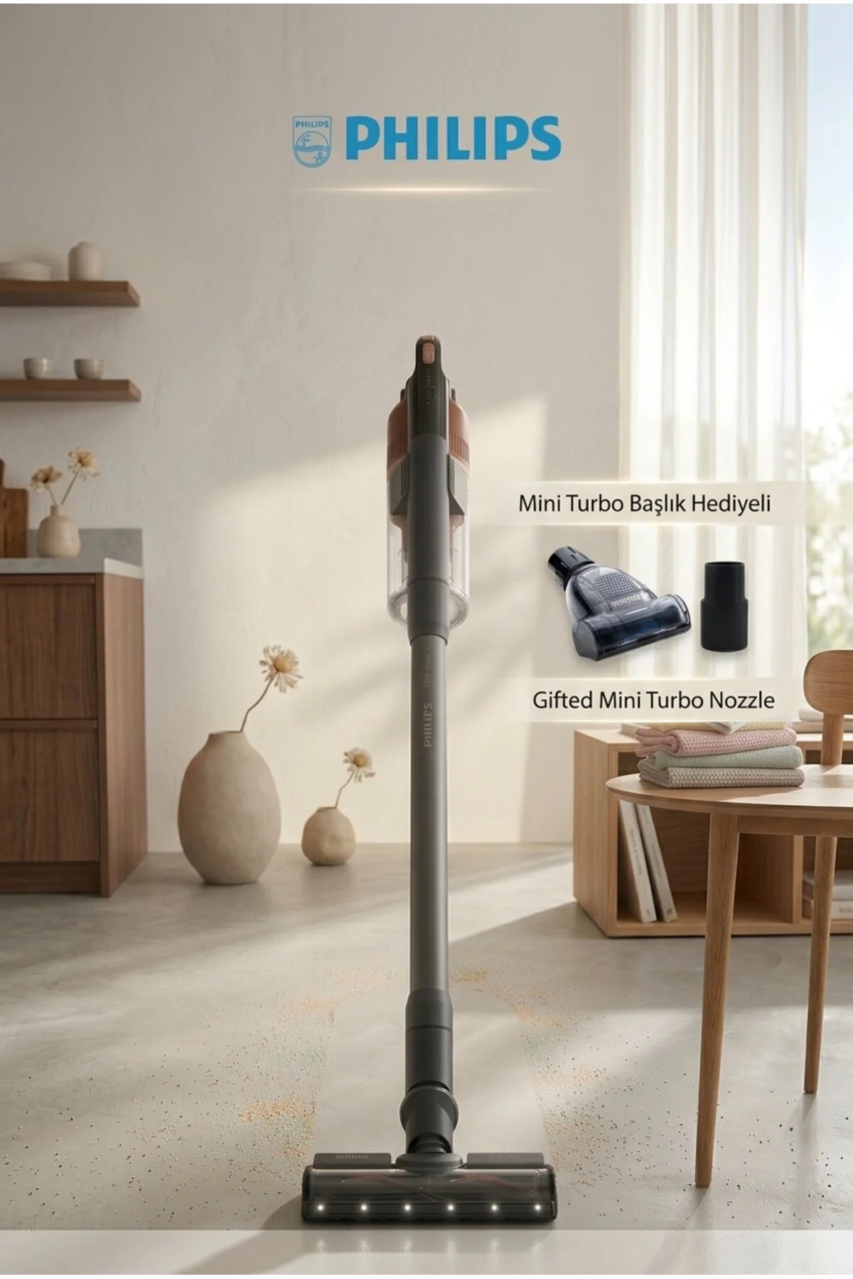 Philips ELVT LED Işıklı 6000 Serisi Kablosuz Dik Süpürge XC6000 Series