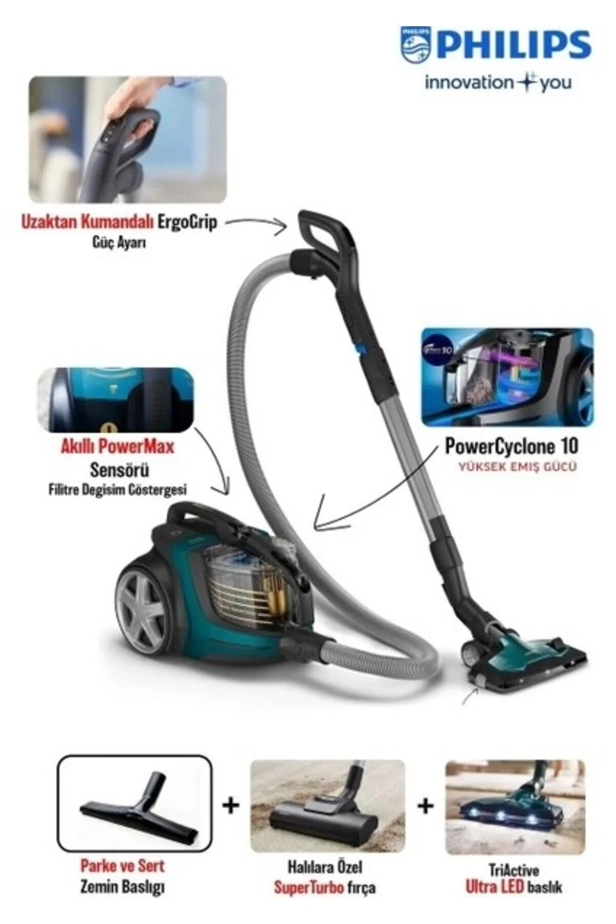 Philips Marathon Otomatik Açılma/kapanma Özellikli Powercyclone 10