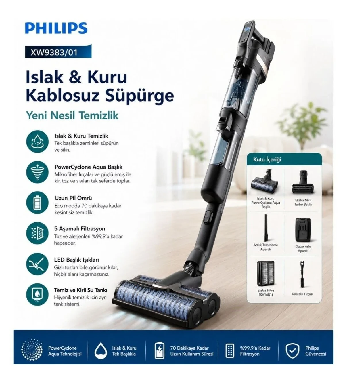 Philips XW9383/01 Aqua Trio 3’ü 1 Arada (Islak