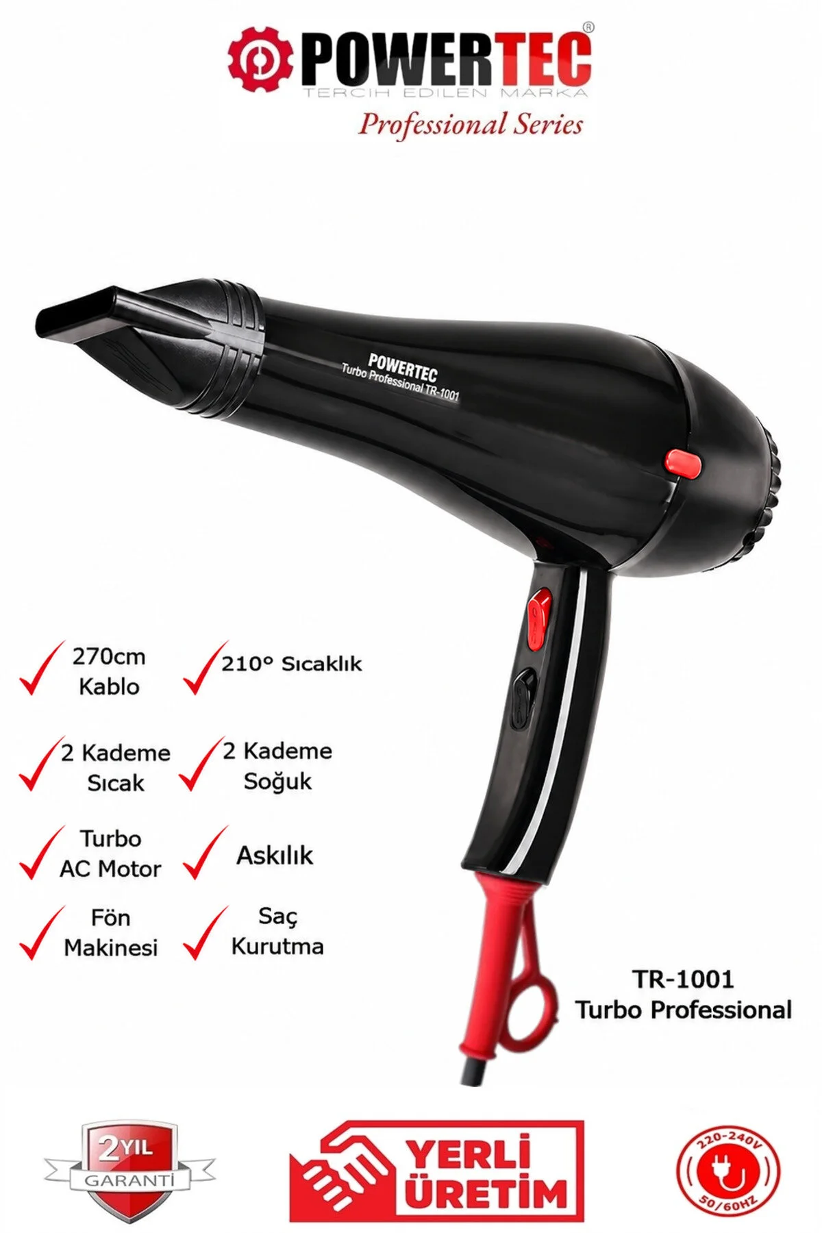 Powertec TR-1001 Profesyonel Fön Makinesi 2500 W