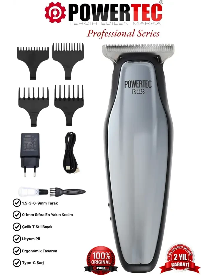 POWERTEC TR-1158 Profesyonel Sakal Ense Tıraş Makinesi