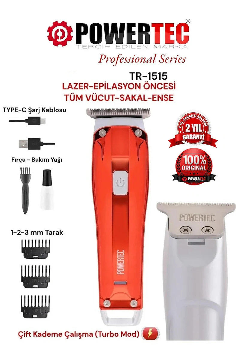 Powertec TR-1515 Lazer-Epilasyon Öncesi Tüm Vücut Tıraş Makinesi