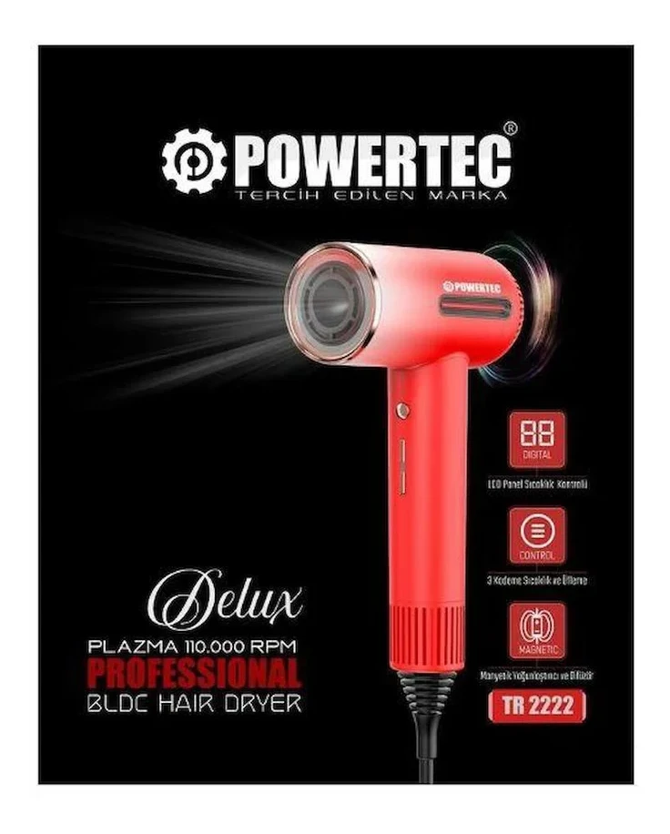 Powertec Tr-2222 Delux Plazma Digital Fön Makinesi