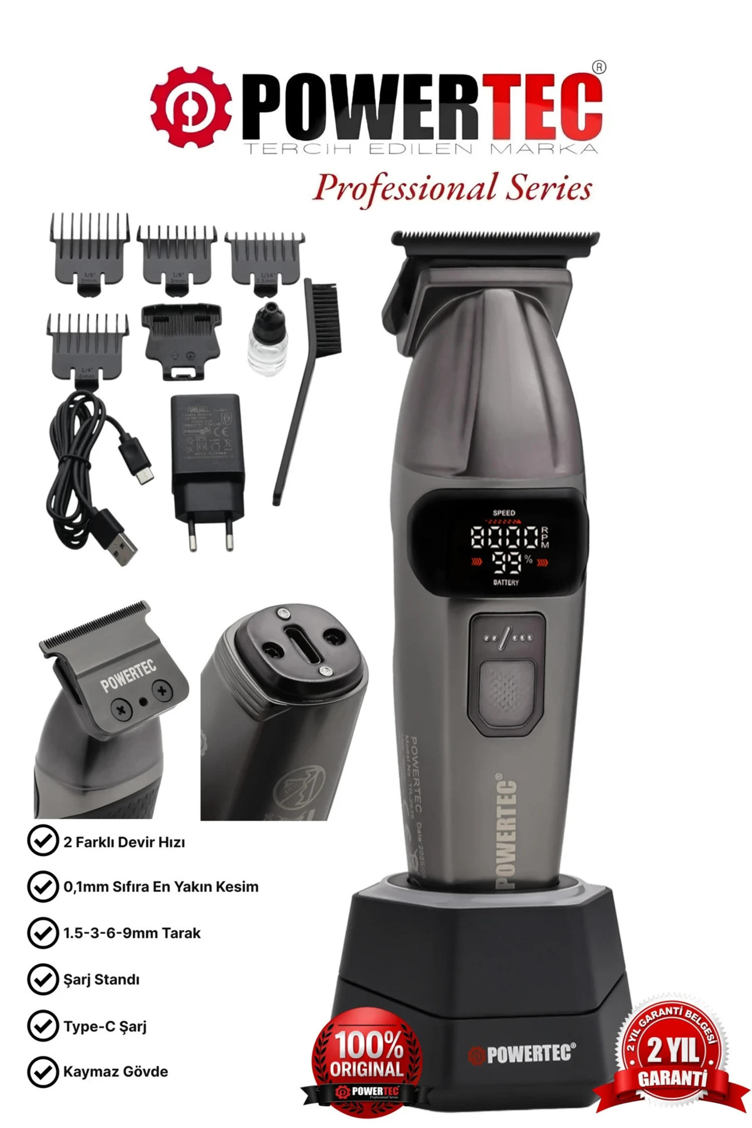 POWERTEC TR-2626 Profesyonel Sakal | Ense Tıraş Makinesi