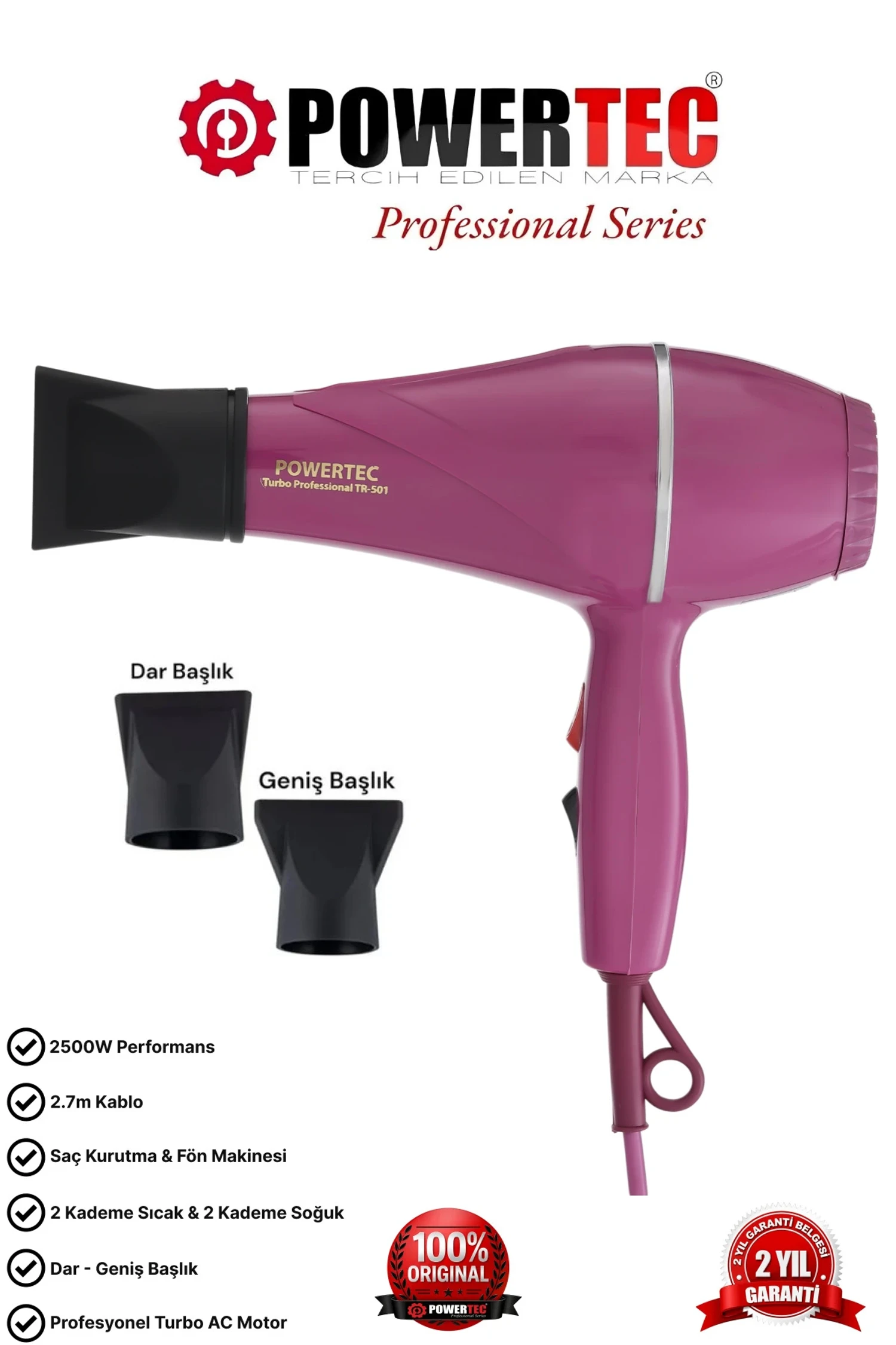 Powertec Tr-501 Renkli Fön Makinesı
