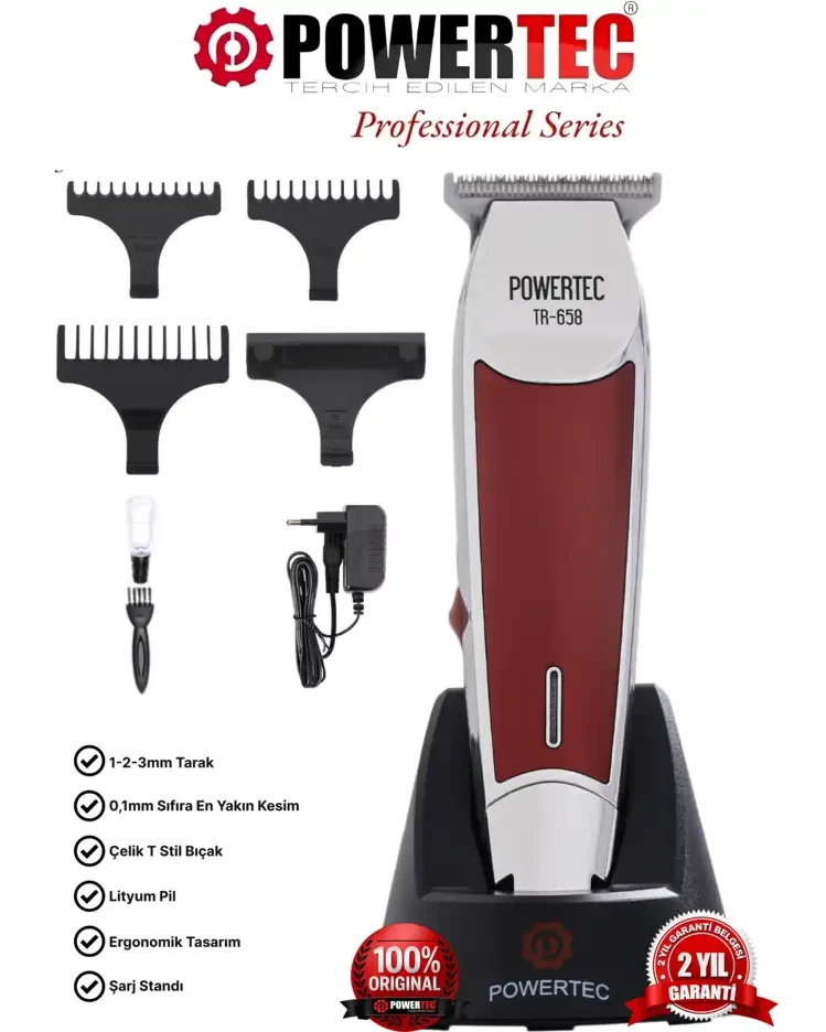 POWERTEC TR-658 Profesyonel Sakal Ense Tıraş Makinesi