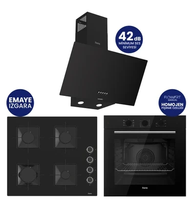 QBL62CS – SS205 -D086SA 60 Cm Cam Silentart Turbolu Ankastre Set -Yeni