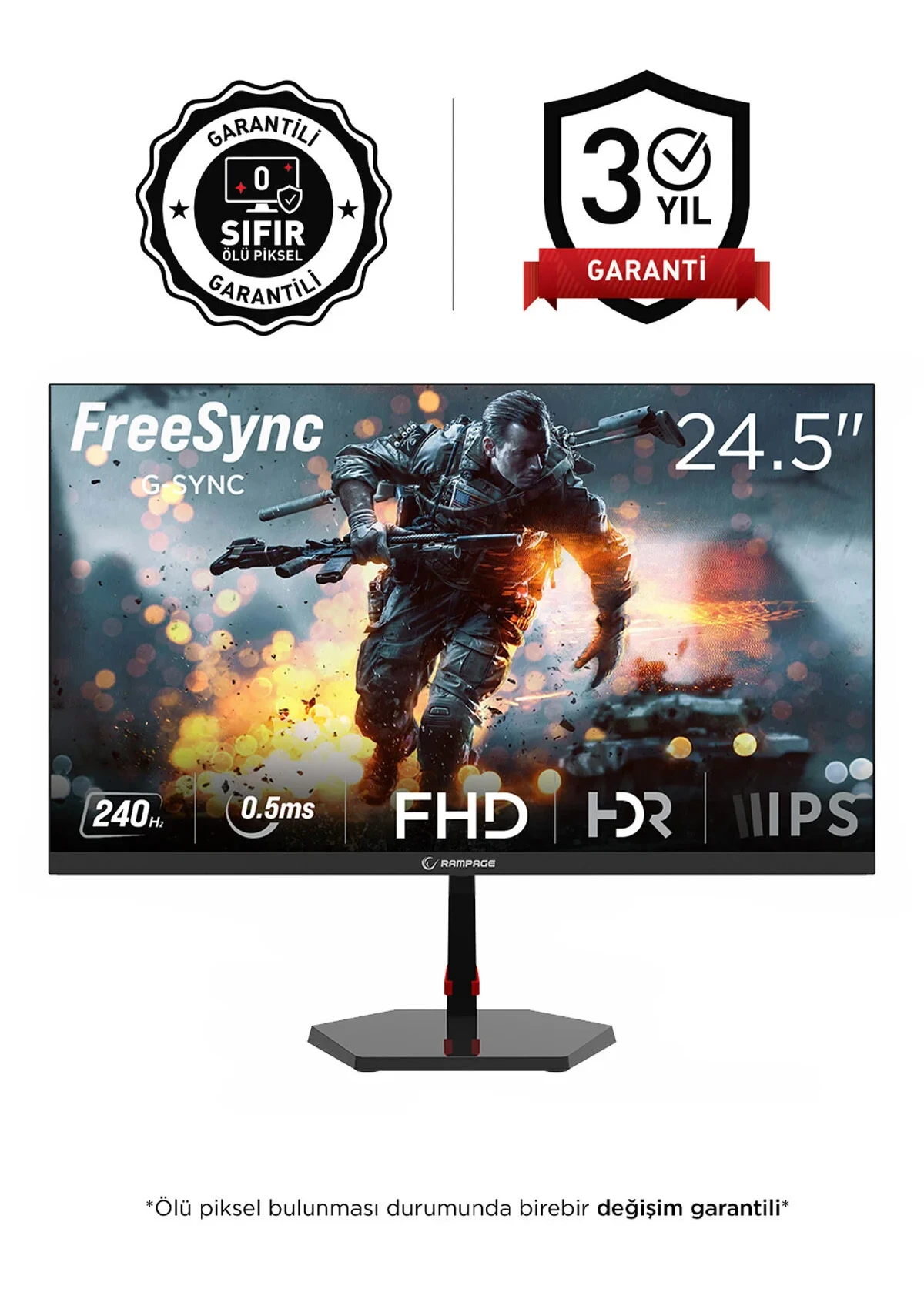 Rampage Raven RV25R240F 25 Gerçek 240hz 0,5ms FAST IPS FHD Panel Monitör