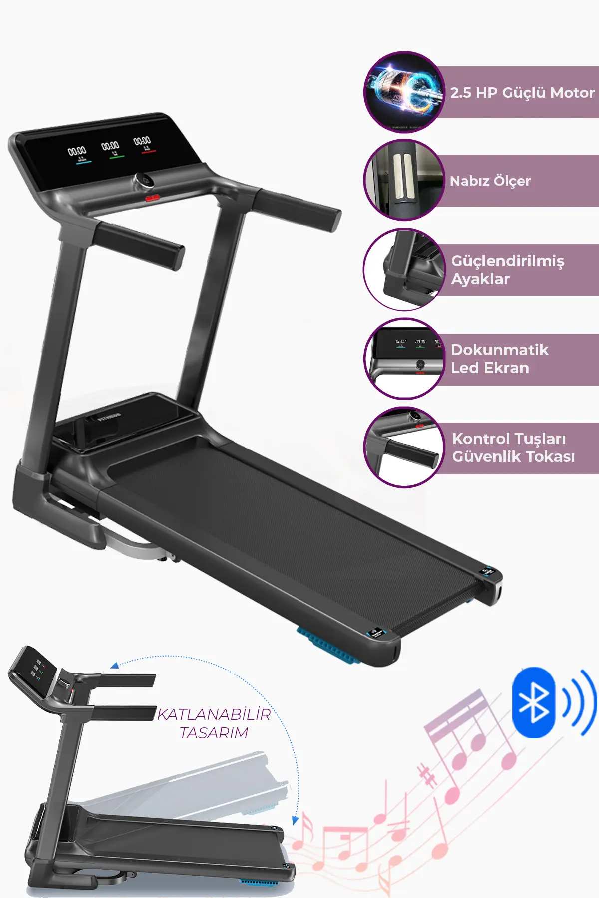 Relax Premium 14 Km Hız Bluetoothlu Katlanabilir Yürüme Ve Koşu Bandı
