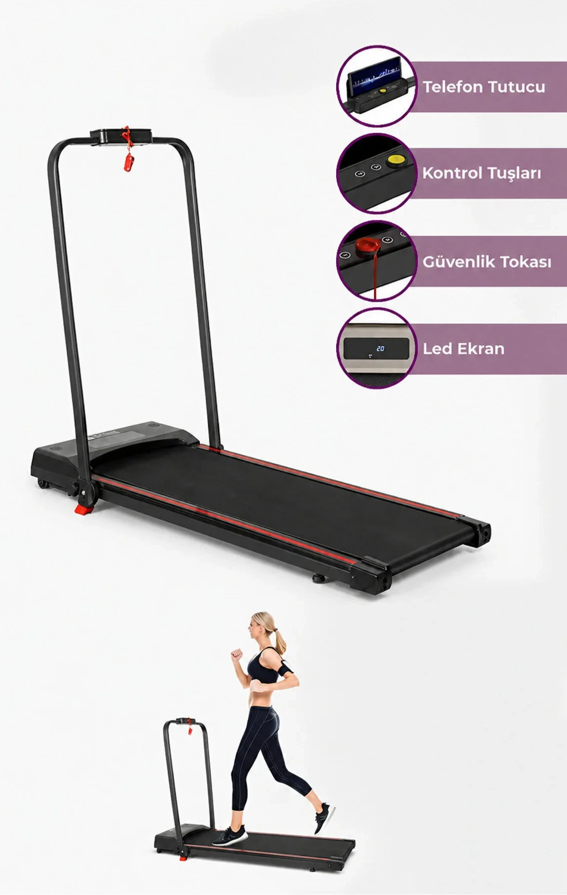 Relax Uzaktan Kumandalı Katlanabilir Yürüme ve Koşu Bandı 120 kg
