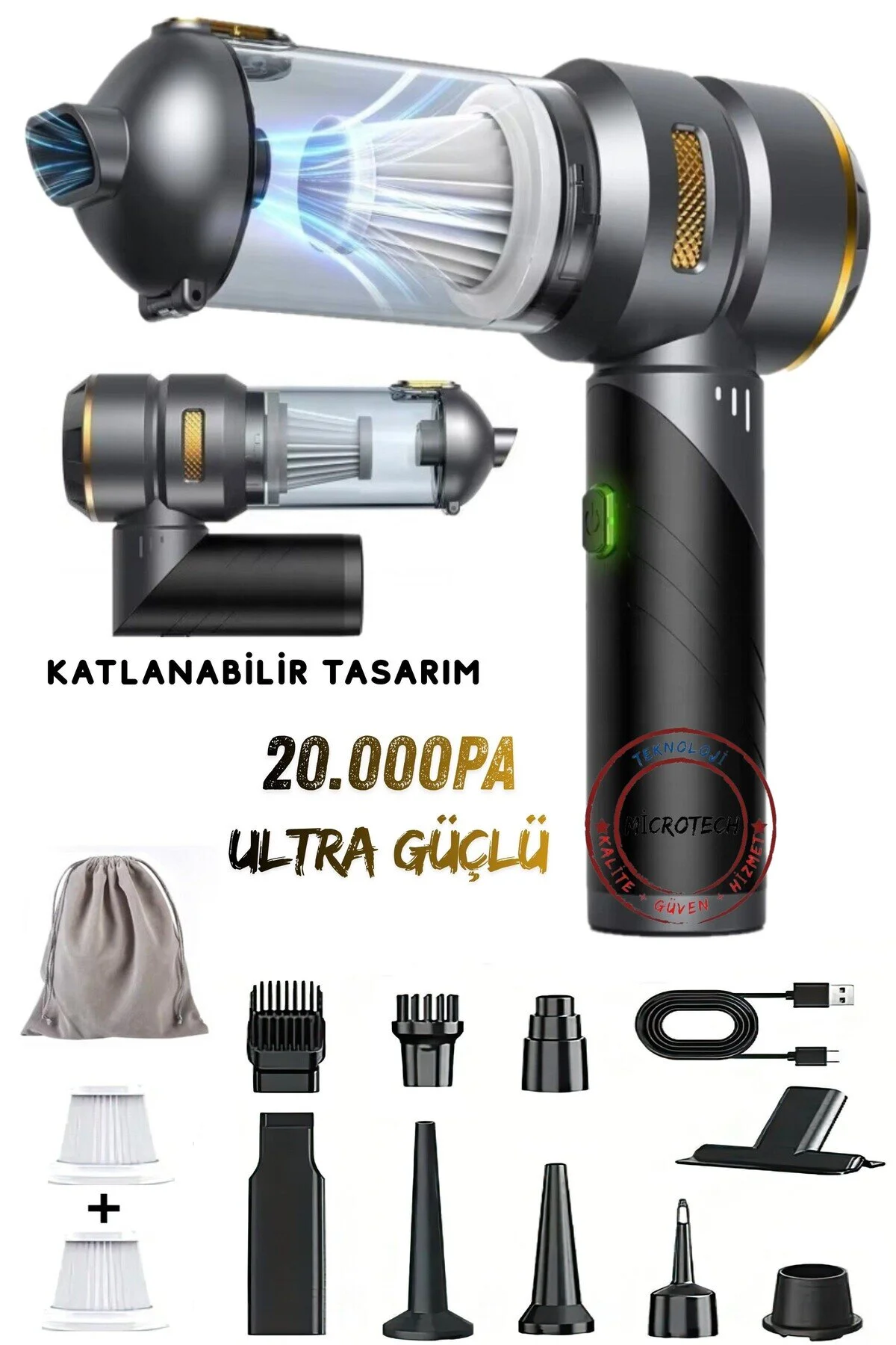 ROXİVA Yeni Nesil 4in1 Ultra Kaliteli 20.000Pa Güçlü Bataryalı Led