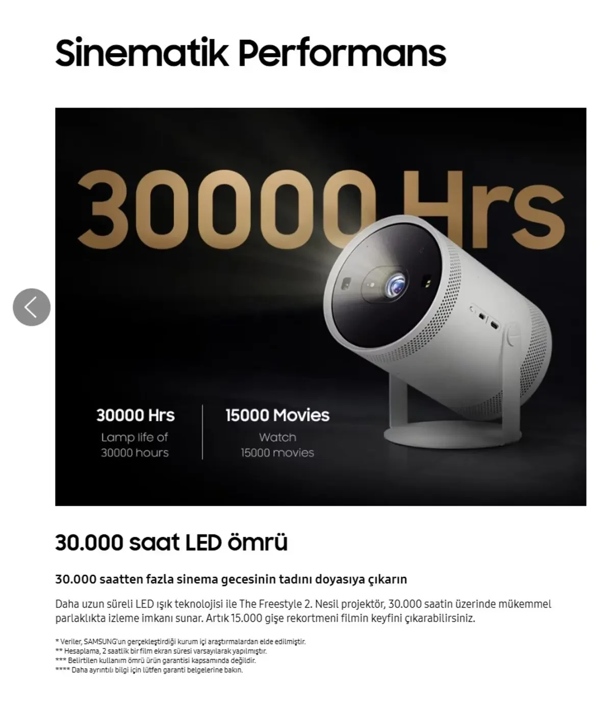 Samsung özellikli Projeksiyon Akıllı Taşınabilir Cihazı 2. Nesil