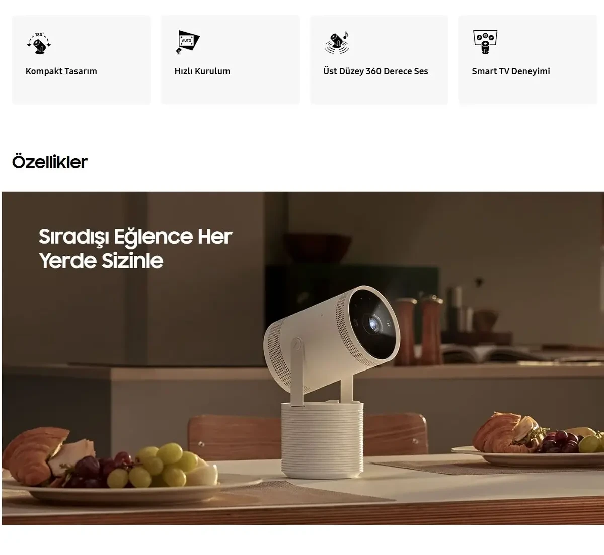 Samsung Tv Cihazı Projeksiyon Özellikli 360°Dahili Hoparlör The
