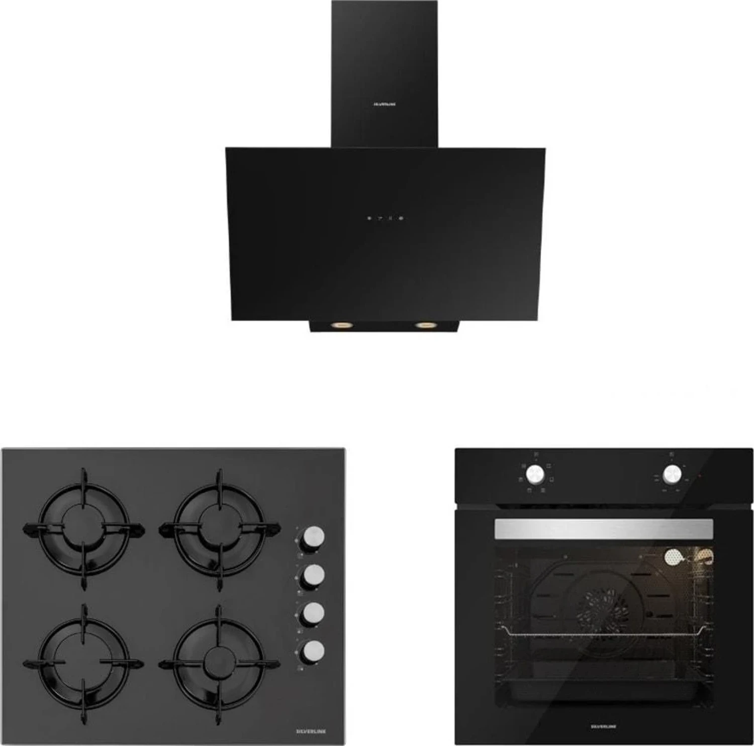 Silverline 3’Lü Cam Ankastre Set (3481 Flam 60+Cs5349B01+Bo65E1B01)