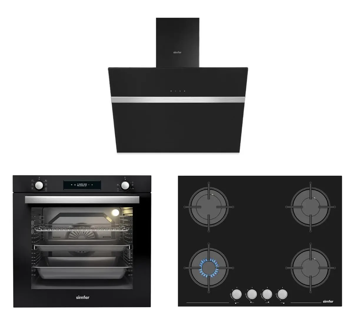 Simfer 0+7 Fonksiyon Multi Turbo Dijital 3’lü Ankastre Set (7381 Fırın