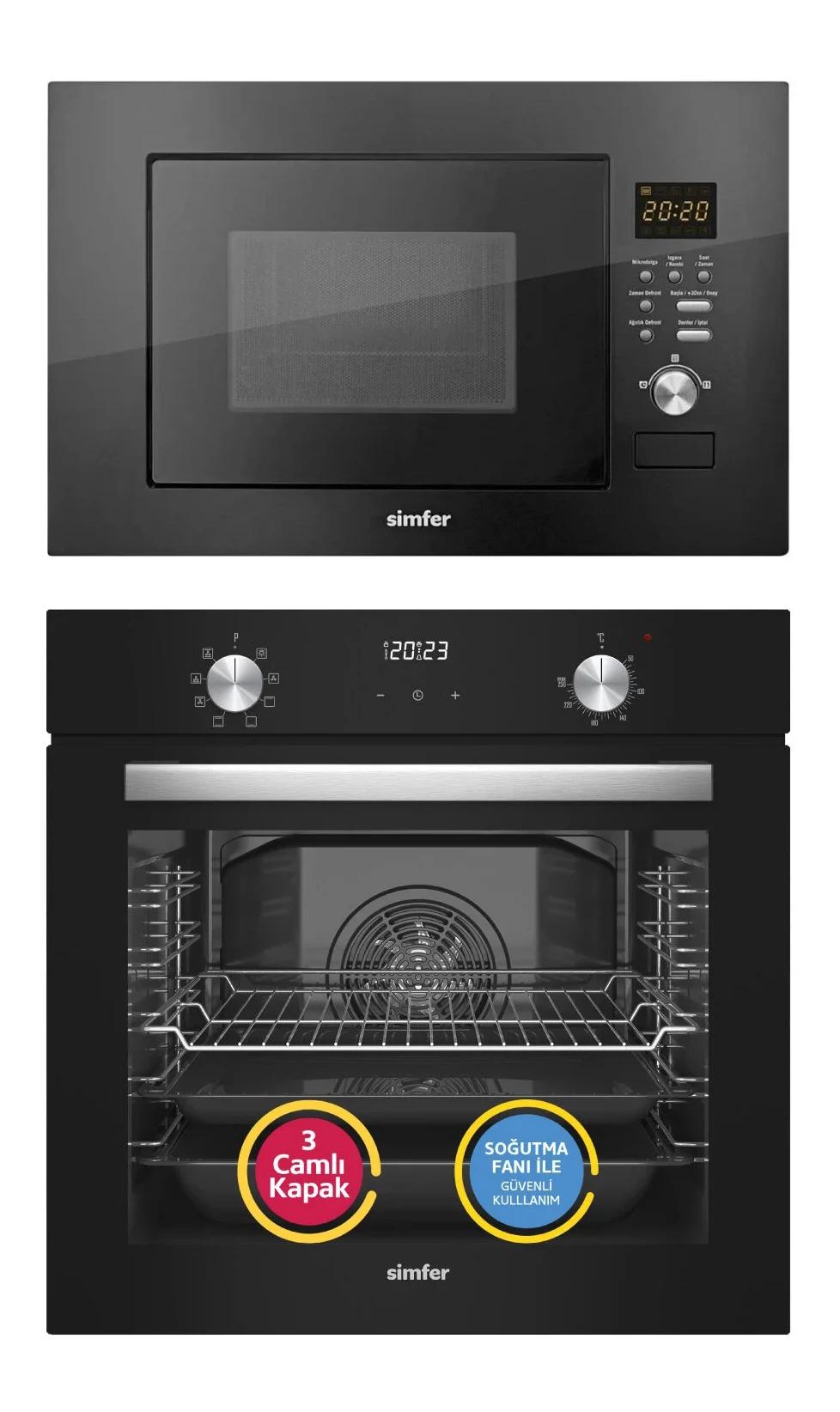 Simfer 8208 0+8 Fonk. QS Cam Ankastre Fırın Turbo Dijital + 2320 Mikrodalga