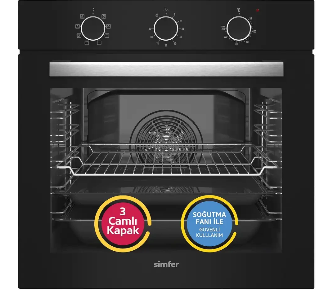 SIMFER 8220 QS Büyük Pop-up 9 Fonk Cam Power Turb 79 l Ankastre Fırın