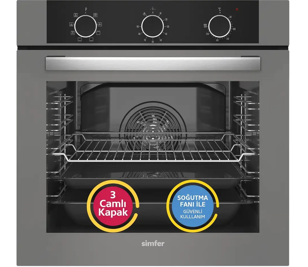 SIMFER 8222 QS Büyük Pop-Up 9 Fonksiyon Cam Power Turbo 79 l Ankastre Fırın