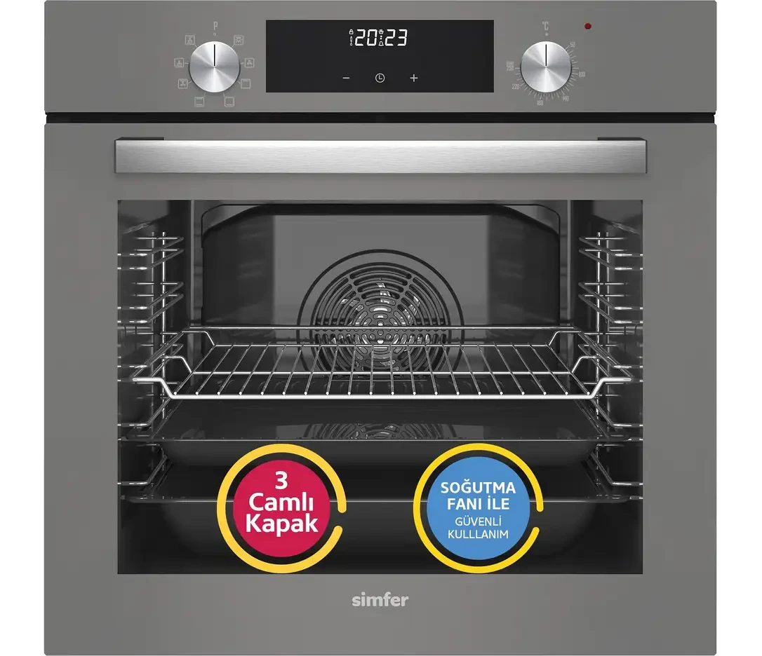 SIMFER 8223 QS 9 Fonk Cam Power Turbo Dijital Saat 79 l Ankastre Fırın