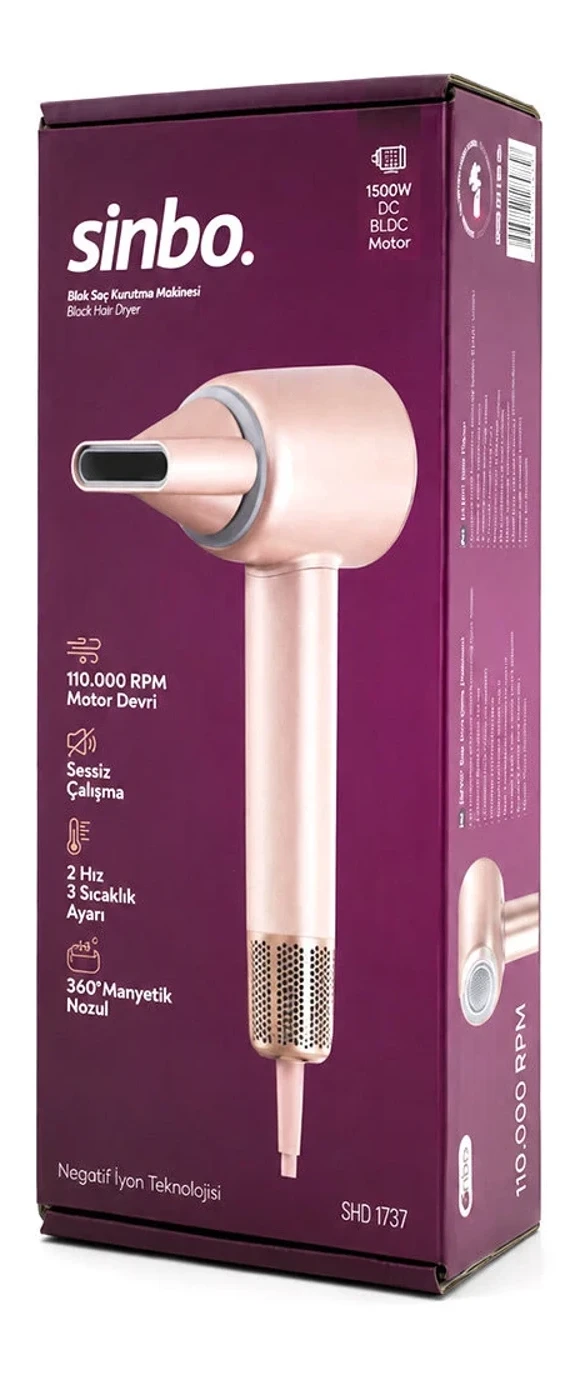 Sinbo Saç Kurutma ve Şekillendirme Makinesi – Şampanya Rengi – 1500W
