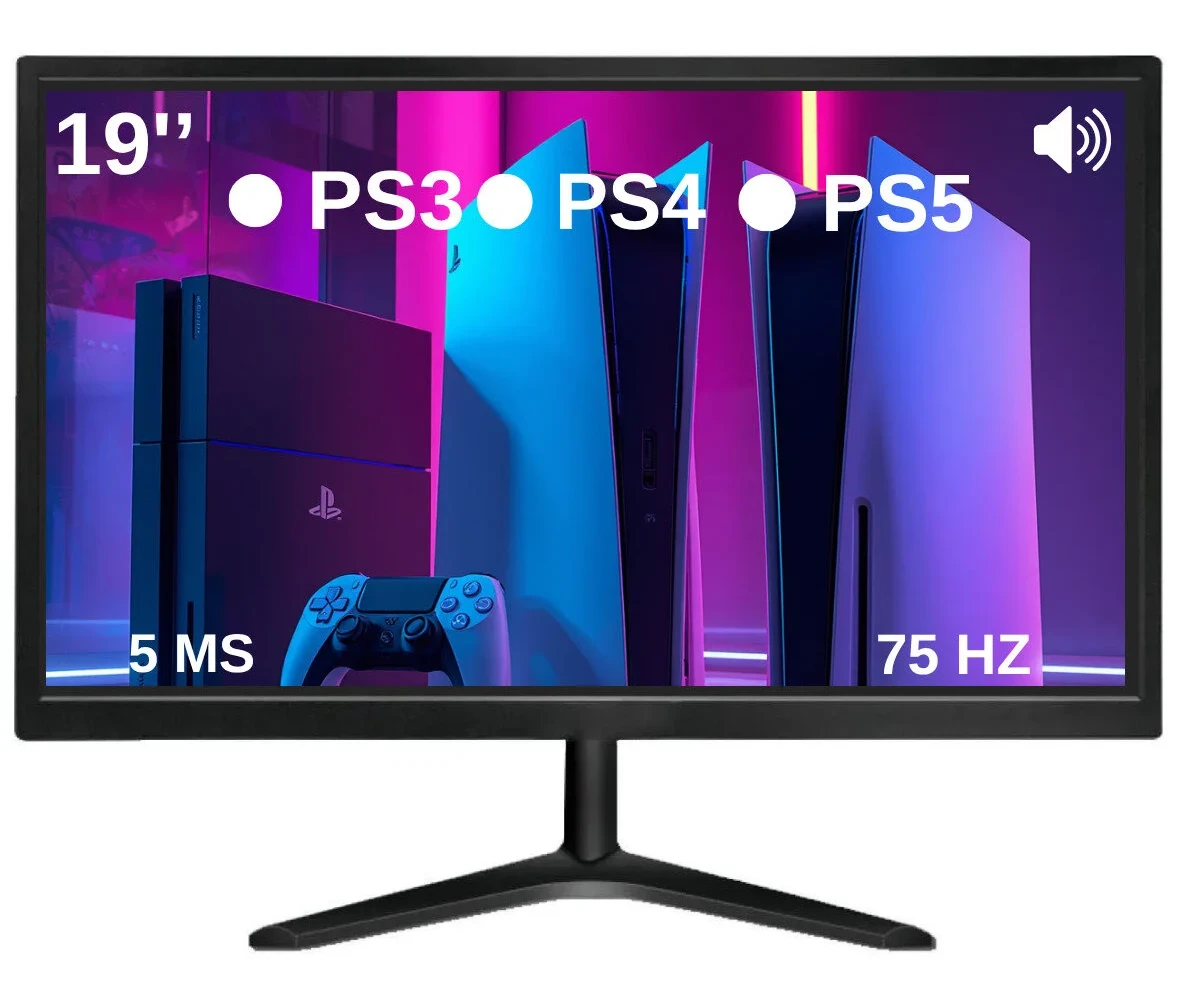 SN-HA-MA Sencrom 19” Ps3-Ps4-Ps5 Uyumlu Dahili Hoparlör Ve Kumandalı Monitör