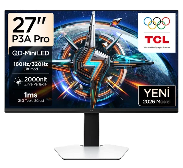 TCL 27P3A Pro Gaming Monitörü 27″ 1ms 320Hz Qhd 2k Qd-Mini LED Fps