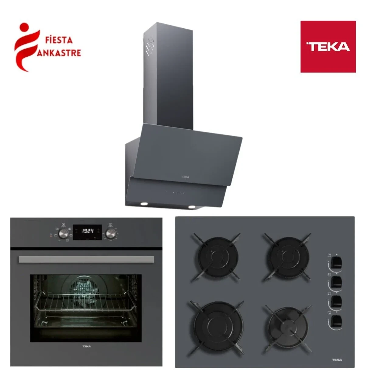 Teka Chef 4 GRİ Ankastre SET ( HAK 625 ST Fırın + GBE 64002 ST Ocak