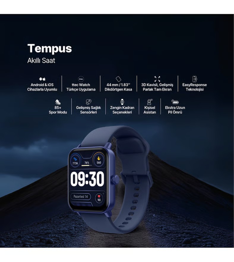 Tempus 44 mm Dikdörtgen Kasa Akıllı Saat 2S13WV1
