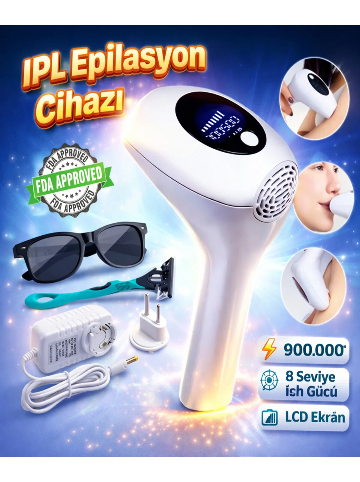 Tisul Profesyonel Lazer Epilasyon Aleti 900.000 Atım Tüy Alma Cihazı