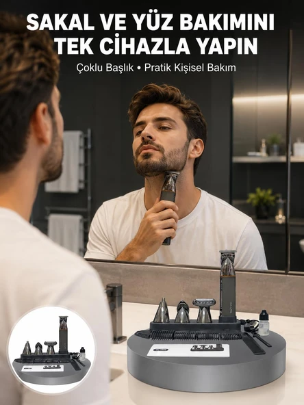 TR Çok Fonksiyonlu 9’u 1 Arada Tıraş Makinesi Şarjlı Saç Sakal Düzeltici