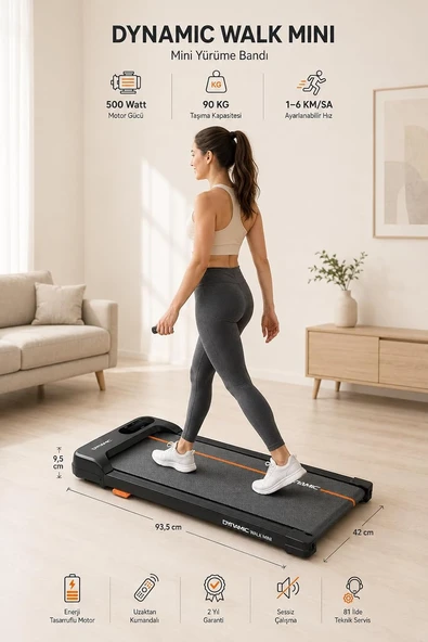 TR Dynamıc Walk Mini Koşu Bandı 34×79 cm Minimal Yürüyüş Bandı Uzaktan
