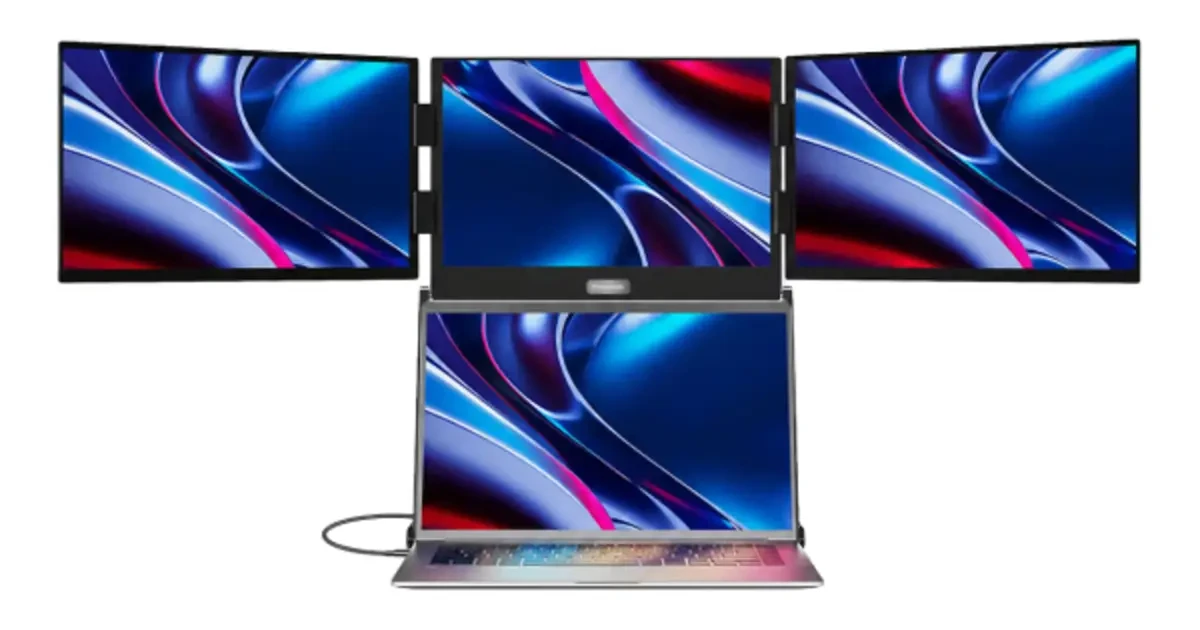 Trimonitör 16” Üçlü Taşınabilir Monitör (Stantlı) Çoklu Ekran Laptop