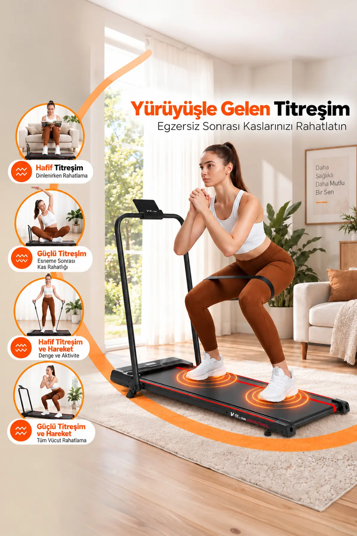VFİT Db500 Bluetooth Uygulama Destekli Katlanabilir Uzaktan Kumandalı Sessiz Koşu Bandı