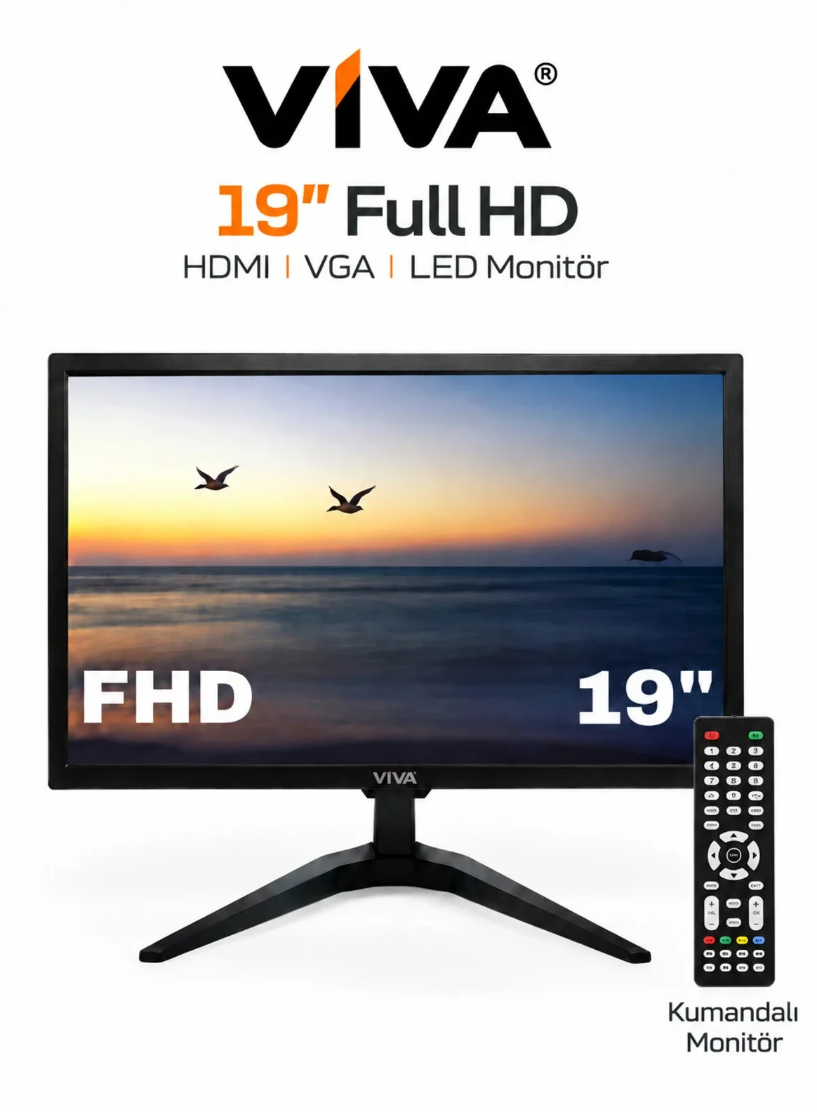 Viva M-19 Premium 19 İnç Kumandalı LED Monitör HDMI VGA Girişli Dahili