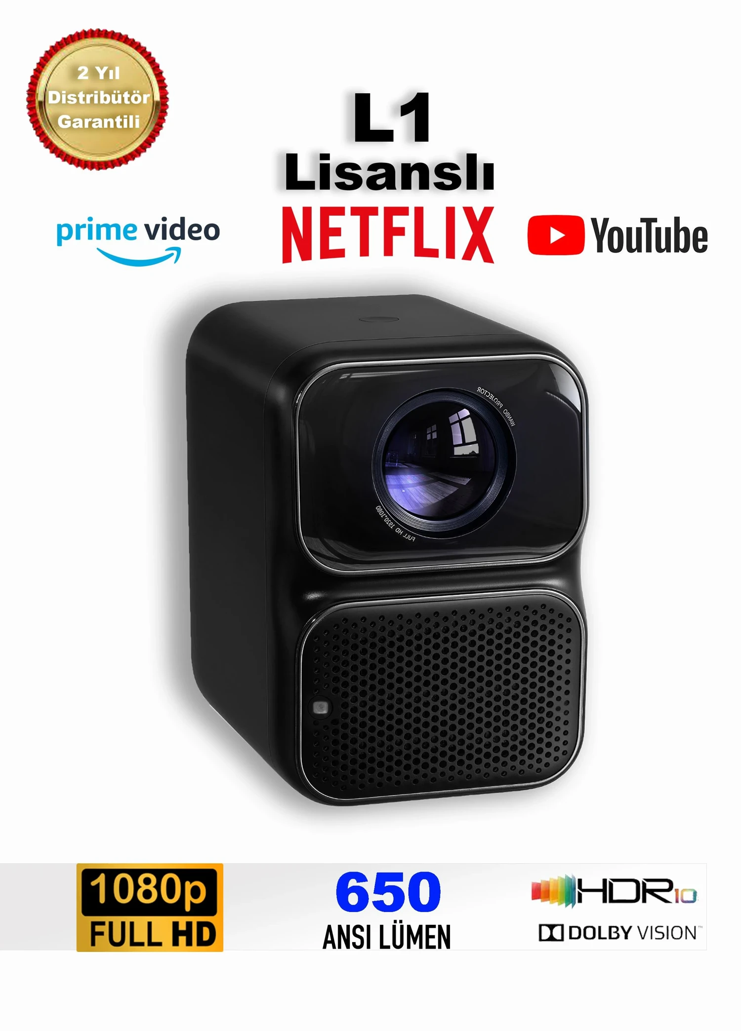 Wanbo TT 650 Ansi Lümen L1 Lisanslı 1080p Linux OS Projeksiyon Cihazı