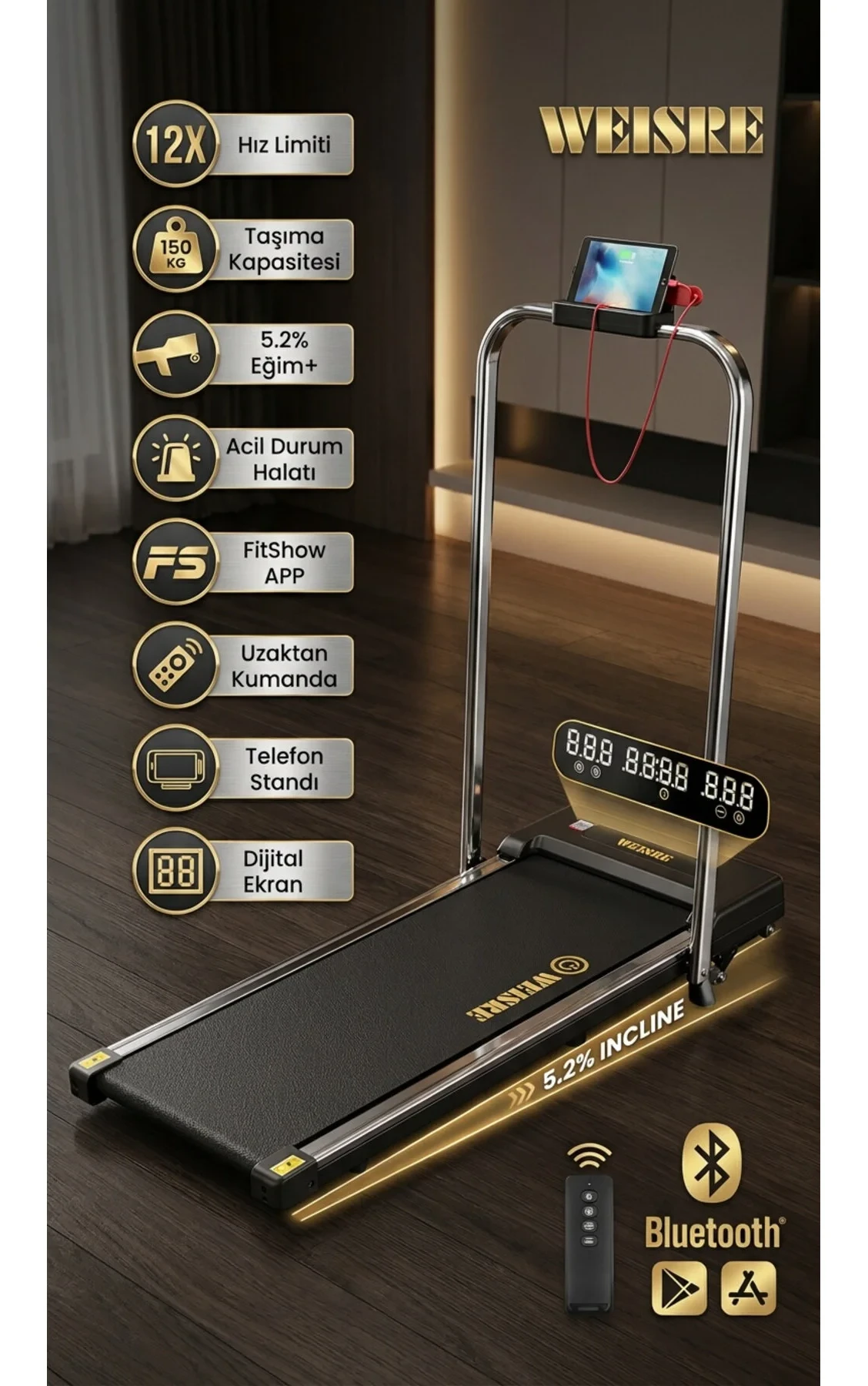 Weisre 150KG Taşıma Kapasiteli Koşu Bandı