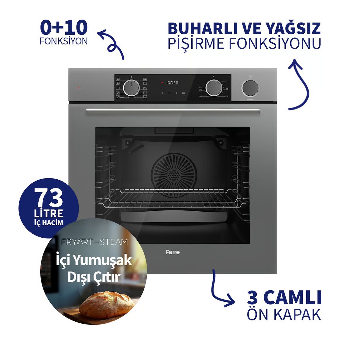 Xe64cpr Steamart&fryart Serisi Buharlı Pişirme Ankastre Fırın (0+10