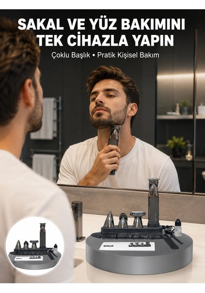 Zenvia Çok Fonksiyonlu 9 U 1 Arada Tıraş Makinesi Şarjlı Sakal Düzeltici